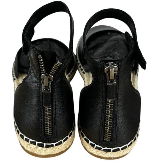 Eileen Fisher Lala Tumbled Leather Espadrille Flat Black Women's Size 8.5 NEW - Picture 4 of 6